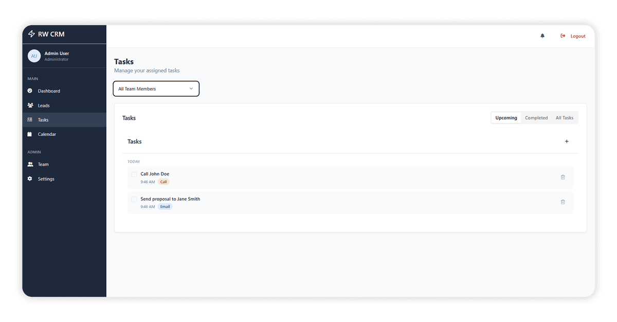 8- Lead Tracker CRM Tasks