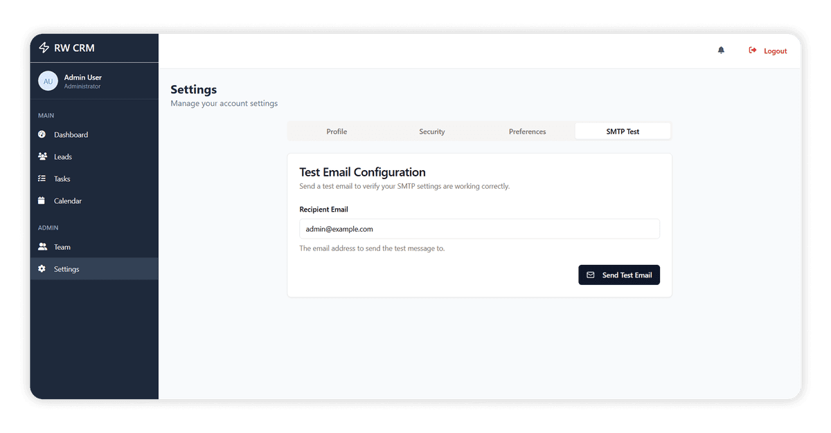 10- Lead Tracker CRM Test Email