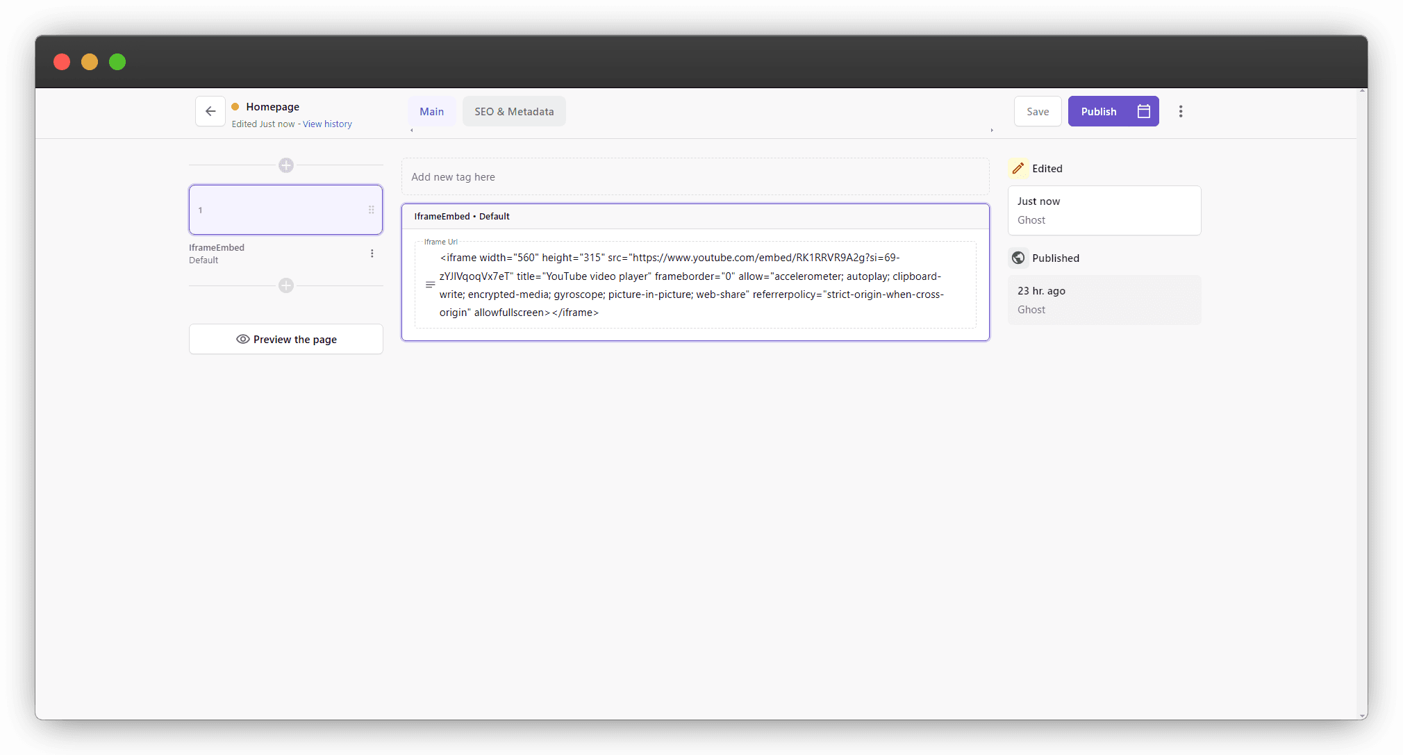 Save the changes and publish the page (3)