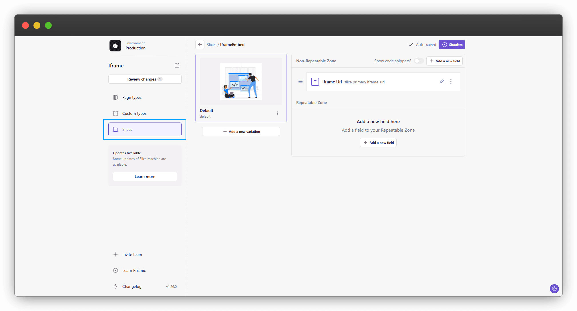 Step 1 Create the iframe Slice in Prismic